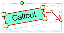 Control handles on callouts or text boxes allow them to be resized or rotated