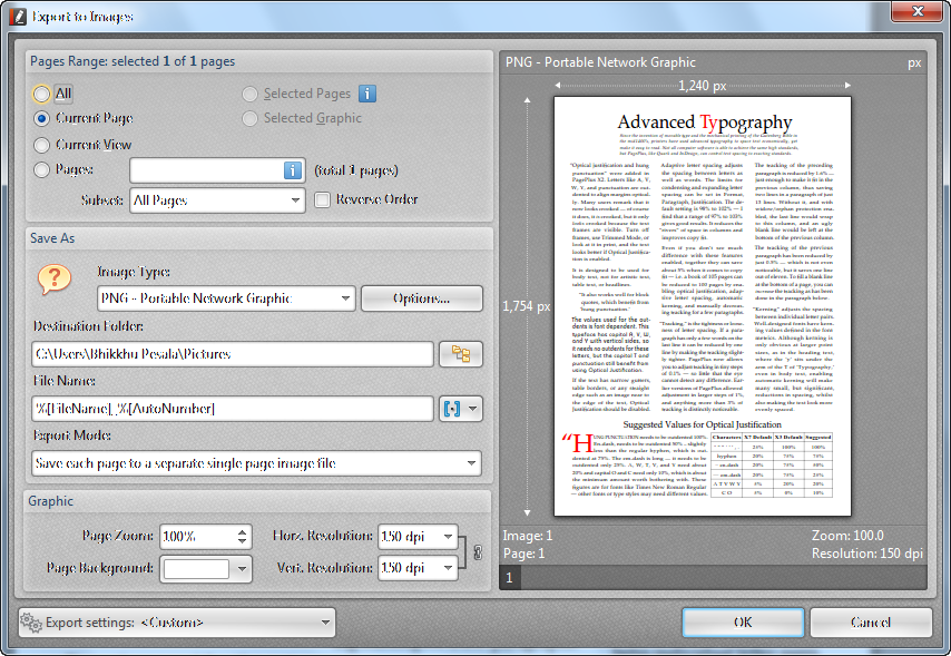 Export each page of a PDF to an Image in various formats